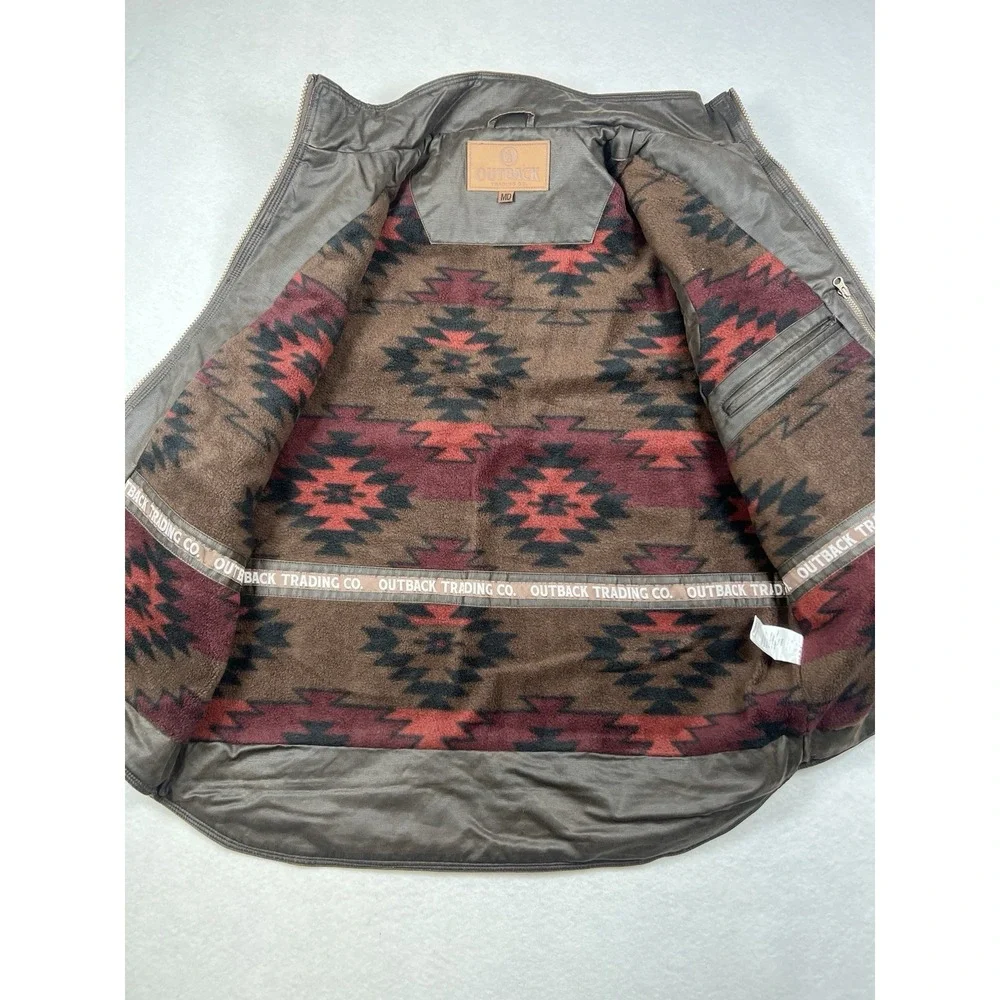 Outback Trading Company Mens M Aztec Oilskin Landsman Fleece Lined Vest  Outdoor